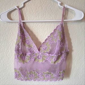 Charlotte Russe Vintage Floral Purple Lace Lingerie Top Size Small